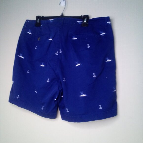 Saddlebred Shorts Men 38 Casual Chino Boat Anchor Nautical Blue White - Picture 10 of 14